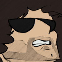 Daniel Avadaniel in cartoon form. A guy with long hair, cool shades, a five-o'clock shadow and a face of disgust.